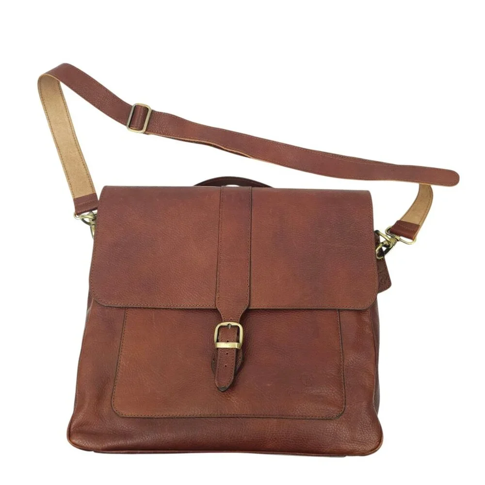 Anonimo Fiorentino Italian Messenger Bag Brown Leather 14